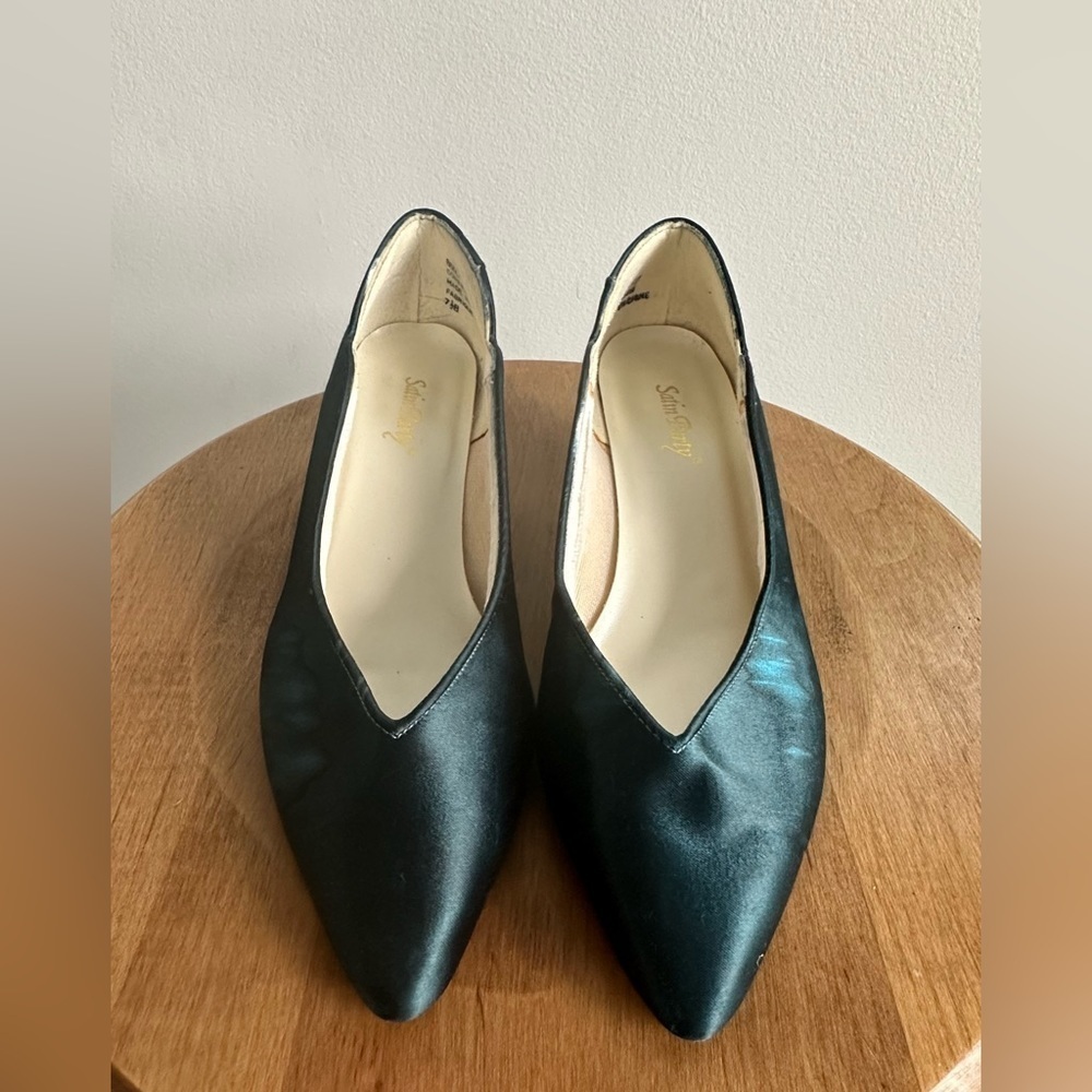 Vintage Satin Party Blue Kitten Heels